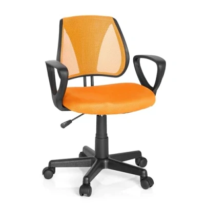 Abbildung von hjh OFFICE 725107 Kinder und Jugenddrehstuhl KIDDY CD Netzstoff Orange höhenverstellbare Rückenlehne, Stuhl mit Armlehnen