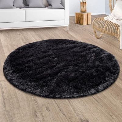 Abbildung von Paco Home Hochflor Teppich &quot;Silky 591&quot;, rund, Uni Farben, besonders weich und kuschelig