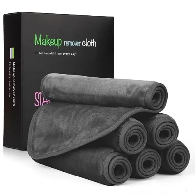 Abbildung von Nineigh Mikrofaser Abschminktücher Waschbar, 6 Stück Make Up Entferner Tuch Wiederverwendbar Waschlappen Gesichtsreinigungstuch für Alle Hauttypen entfernen(20x40cm, Grau)