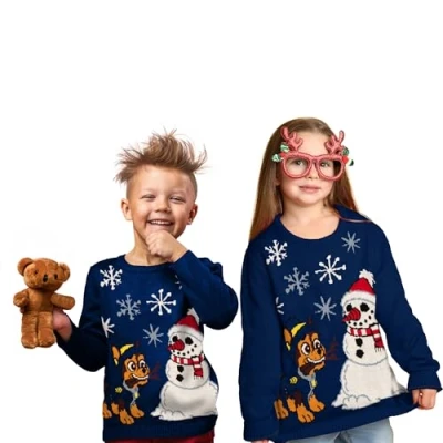Abbildung von Paw Patrol Weihnachts Chase Winter UGLY Strickpullover mit schneemann für Kinder, Größe: 98/104,