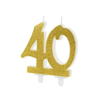 Abbildung von partydeco Geburtstagskerze, Geburtstagskerzen 40 Jahre 7.5cm, gold / glitzer