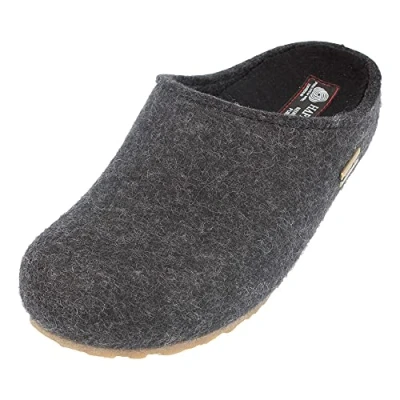 Abbildung von Haflinger Grizzly Michel Pantolette flach, Größe: 39, Graphit Schuhe