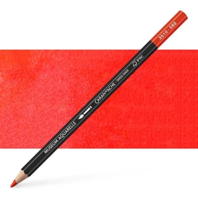Abbildung von Caran d&#039;Ache Museum Aquarelle Bleistift 3510.560/ NR 560 LIGHT CADMIUM RED/HELLKADMIUMROT FSC (1 Stück/ (Pack of 1)