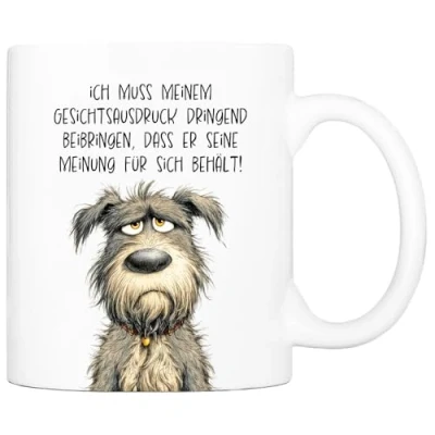 Abbildung von Cadouri Tasse mit Spruch GESICHTSAUSDRUCK Kaffeetasse Büro Arbeit, Geschenk, Keramik, Kaffeebecher, Geschenkidee Arbeitskollege, lustig, Humor, 330 ml