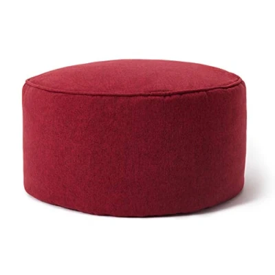 Abbildung von Lumaland Sitzsack Pouf (50 L) Kompakter Mit 3 in 1 Funktion: bequemer Hocker, praktisches Tischchen &amp; stylischer Indoor Fußschemel I Flexibler EPS Füllung Ø 25 x 45 cm [Rot]