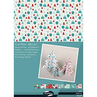 Abbildung von Clairefontaine 354598C Pack mit 40 Blatt Dekorkarton, 25 x 35cm, 160g, ideal für Bastelprojekte, 1 Pack, Weihnachten