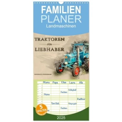 Abbildung von Familienplaner 2025 Traktoren für Liebhaber mit 5 Spalten (Wandkalender, 21 cm x 45 cm), CALVENDO