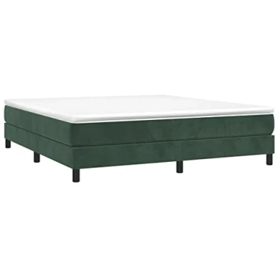 Abbildung von vidaXL Bettgestell, Polsterbett Bett für Schlafzimmer, Bettrahmen mit Lattenrost Stützbeinen, Schlafzimmerbett Doppelbett, Dunkelgrün 180x200cm Samt