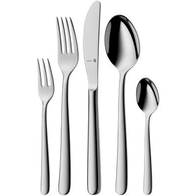 Abbildung von WMF Kult Plus Edelstahl Besteck Set 6 Personen, Essbesteck 30 teilig, Hohlheftmesser, Cromargan protect poliert, kratzbeständig, spülmaschinenfest