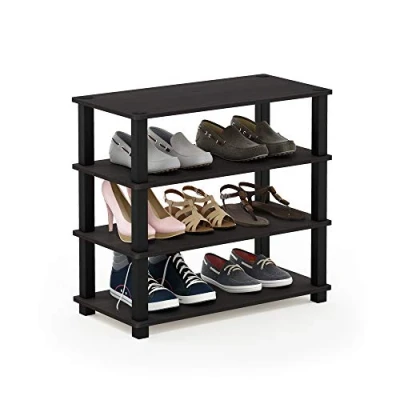 Abbildung von Furinno Turn S Tube Schuhregal mit 4 Ebenen, Espresso/Schwarz