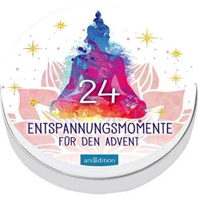 Abbildung von Adventskalender in der Dose. 24 Entspannungsmomente für den Advent: Dekorative Dose, mit Anti Stress Kärtchen