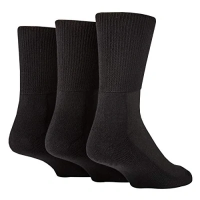 Abbildung von IOMI 3er Pack Herren und Damen Bambus Ohne Gummi Socken für Diabetiker Diabetikersocken Bambussocken (Schwarz, 45 50)