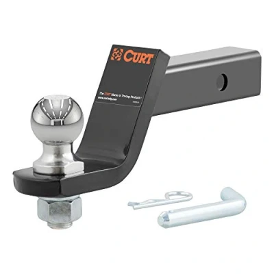 Abbildung von CURT 45056 Anhängerkupplungshalterung mit 5,1 cm Kugel und Stift, passend für 2 Zoll Empfänger, 3,4 kg, 10,2 Länge
