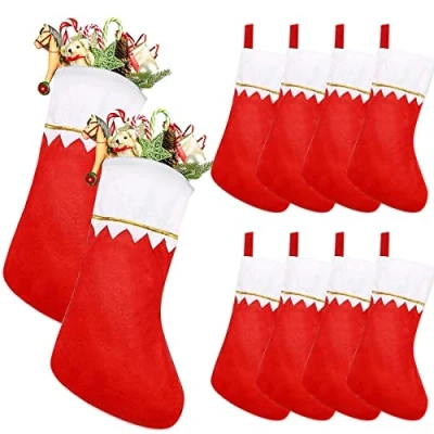 Abbildung von Nikolausstrumpf,Nikolausstiefel,10 Stück Nikolausstiefel Zum Befüllen,36 x 23 cm ,Großer Weihnachtsstrumpf, Christmas Stockings Personalized, Hängende Weihnachten Strümpfe für Kamin, Weihnachtsdeko