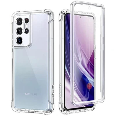 Abbildung von SURITCH für Samsung S21 Ultra Hülle Schutzhülle 360 Stoßfest Transparent Front Und Rückenschutz Handyhülle mit Kameraschutz TPU Bumper Eingebautem Displayschutz Galaxy 6.8&quot; Klar