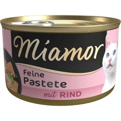 Abbildung von MIAMOR Pastete Nassfutter für ausgewachsene Katzen mit natürlichem Taurin. Getreidefreies Alleinfutter in der Dose ohne Soja und künstliche Zusätze 12x85g Rind