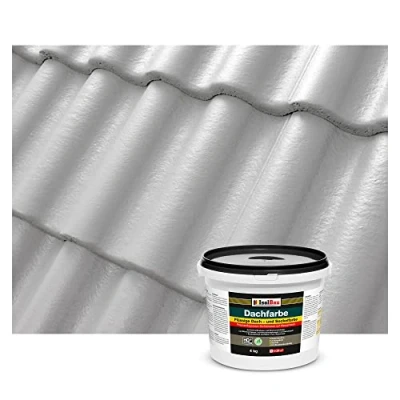 Abbildung von Isolbau Dachfarbe 4 kg RAL Farbe Fassadenfarbe Nano Dachlack Sockelfarbe Wetterfest Lösemittelfrei, Wasserdicht, UV beständig Steingrau
