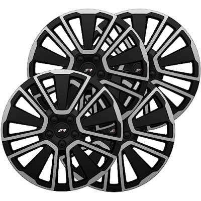 Abbildung von Simoni Racing Radzierblenden, 14 Zoll, Universal Radkappen, Schwarz und Grau