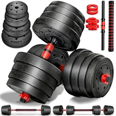 Abbildung von RE:SPORT 2 in 1 Hanteln Set 30 kg Hantelset verstellbar Kurzhantel &amp; Langhantel Sternverschlüsse Verbindungsrohr