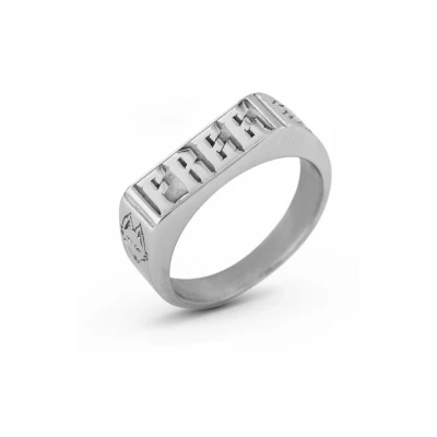 Abbildung von Akitsune Stackable Statement Ring, Herren, Größe: 57, Silver coloured