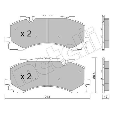 Abbildung von METELLI 22 1252 0 Bremsbelagsatz für Verschleißwarnanzeiger vorbereitet AUDI: Q7, A6 C8 Avant, Limousine, VOLKSWAGEN: Touareg III