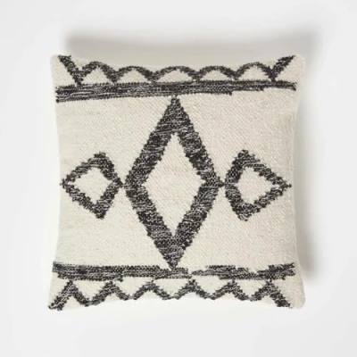Abbildung von Homescapes Koba Kelim Kissen schwarz Creme, Zierkissen geometrisch 45x45 cm, Boho mit Füllung
