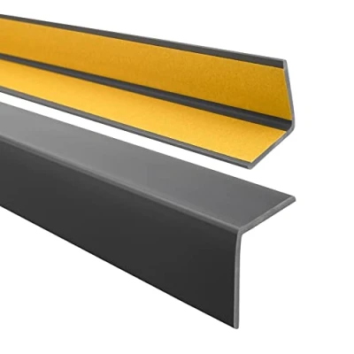 Abbildung von QUEST Winkelprofil 40x40mm Selbstklebendes PVC Gummi Kantenschutzprofil, Elastischer Eckschutz, Kunststoffwinkel für Kanten &amp; Ecken, Dunkelgrau, 80cm