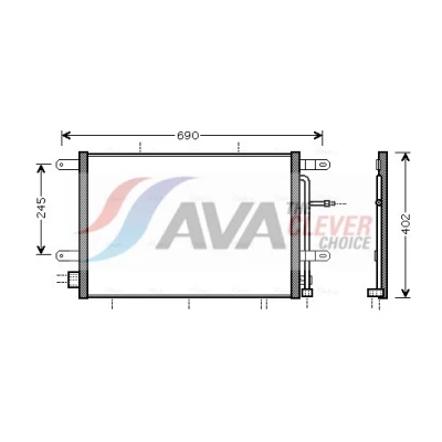 Abbildung von AVA COOLING SYSTEMS AI5239 Klimakondensator ohne Trockner 18mm 15,5mm Aluminium 591mm R134a AUDI: A4 B7 Avant, B6 Limousine