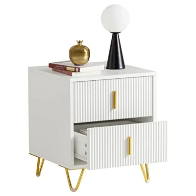 Abbildung von SoBuy FBT115 W Nachttisch mit 2 Schubladen für Boxspringbett Sofatisch Beistelltisch Telefontisch Nachtschrank Nachtkommode weiß BHT ca.: 40x47x40cm