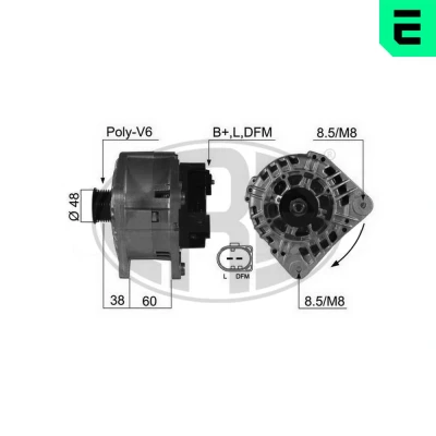 Abbildung von ERA 210410A Lichtmaschine 14V 120A VOLKSWAGEN: TRANSPORTER 4 Bus, Golf Schrägheck, Polo IV AUDI: A6 C5 Avant, A4 B5 Limousine