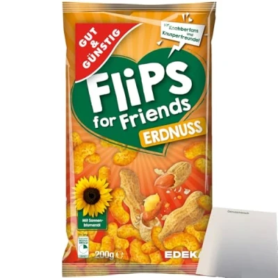 Abbildung von Gut&amp;Günstig Erdnuss Flips Mais Snack (200g Tüte) + usy Block