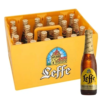 Abbildung von Leffe Blonde Flaschenbier, MEHRWEG im Kasten, Blondes Abteibier Bier aus Belgien (24 x 0.33 l)