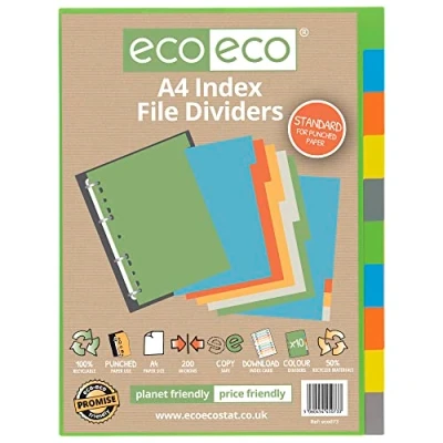 Abbildung von eco A4 50% Recycelt Set 10 Index Datei Teiler