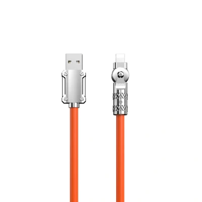 Abbildung von Dudao L24AL USB A to angled Lightning cable 30W 1m 180 rotation orange