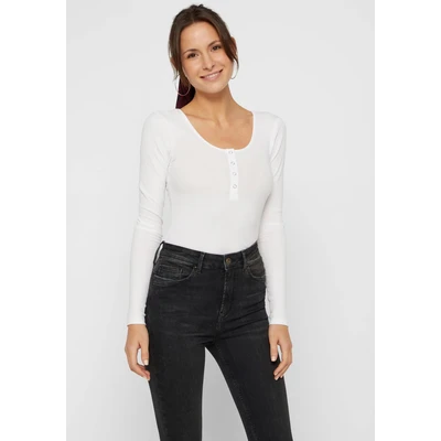 Abbildung von Pieces Pckitte Langarmshirt, Damen, Größe: XL, Bright white
