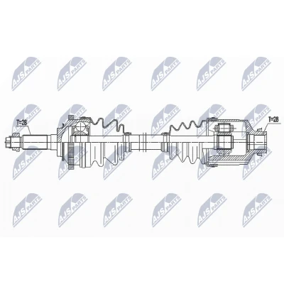 Abbildung von NTY NPW KA 370 Antriebswelle Vorderachse rechts 550 Automatikgetriebe KIA: CARNIVAL 2