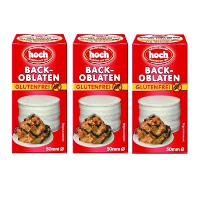 Abbildung von Hoch runde Back Oblaten 5 cm 35 g pro Packung 3er Pack Glutenfrei Vegan Esspapier zum Backen von Makronen &amp; Lebkuchen