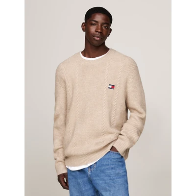 Abbildung von Tommy Jeans SLIM Cable NECK Strickpullover, Herren, Größe: 48, Gentle gold