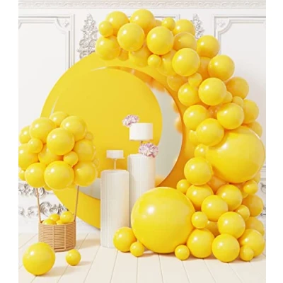 Abbildung von AULE Gelbe Luftballons Girlande: 100 Stück Matte Ballons Girlande Set Gelb Glänzend Chrom Latex Luftballon für Geburtstag Party Deko Hochzeit Einschulung Kindergeburtstag