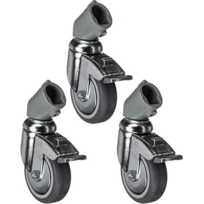 Abbildung von Manfrotto Lenkrollen Set mit Bremsen (75 mm) Passend für alle 22 mm Beindurchmesser, 3 Stück