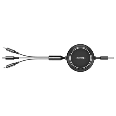 Abbildung von Baseus Verstellbares Kabel, 3 in 1, USB, Lightning/Type C/Micro 1,20 m, Schwarz, 3,5 A (CAMLT JH01)