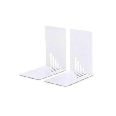 Abbildung von MAUL Buchstütze aus Metall (2er Pack) 14x8,5x14cm Bücherhalter, Organzier für Kinder, Bücher, Büro, Regal Bücherstütze möbelschonend stabilem Stilvoller Buchhalter Weiß