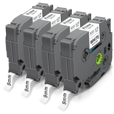 Abbildung von Pristar 9mm Kompatibel Schriftband als Ersatz für TZe S221 TZeS221 Schwarz auf weiß Strong Adhesive Etikettenband H100LB E110 H107B H100R D210 H200 H110 P710bt D400 1000 1250