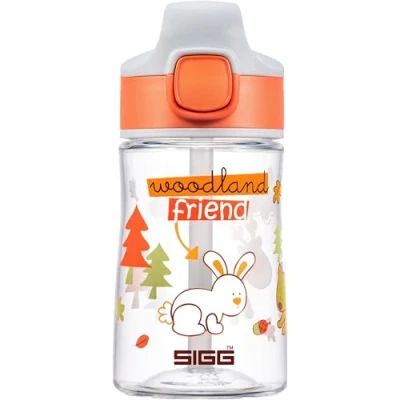 Abbildung von SIGG Miracle Kinder Trinkflasche (0.35 L), Kinderflasche mit auslaufsicherem Deckel, einhändig bedienbare Strohhalm, Orange