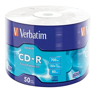Abbildung von Verbatim CD R Extra Protection, Rohlinge mit 700 MB Datenspeicher, ideal für Foto und Video Aufnahmen, kompatibel jedem konventionellen Laufwerk, 50er Pack Spindel