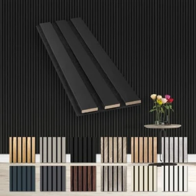 Abbildung von Hexim Wanddekoobjekt Black Edition (Akustikpaneele Musterstück flexible Lamellenwand Holz MDF Wandpaneele Lamellenverkleidung Wandverkleidung Innendekoration schalldämmend (Black AP12 / APH12 Musterstück)