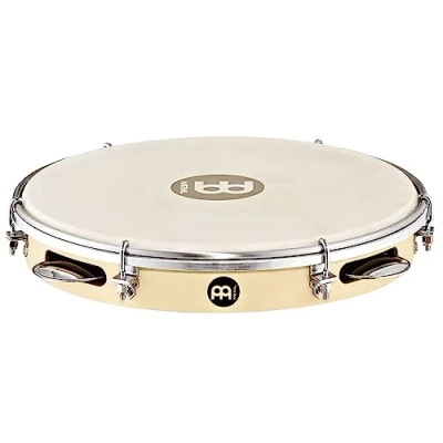 Abbildung von Meinl Percussion Traditional Wood Pandeiro Rahmentrommel mit Schellen Durchmesser 10 Zoll Ziegenfell Pappel / Stahl, Natur Verchromt (PA10PW M)