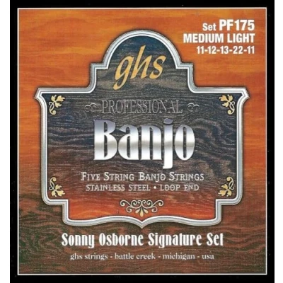 Abbildung von GHS Strings »SONNY OSBORNE SIGNATURE PF175 5 STRING BANJO« Saiten für Banjo Stainless Steel Loop End Medium Light: 11 12 13 22 11, PF 175 SONNY OSB