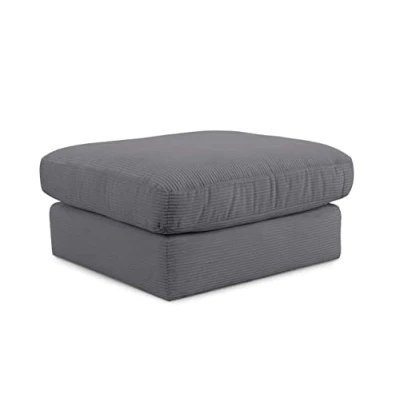 Abbildung von CAVADORE XXL Hocker Fiona / Mega Beistellhocker mit weicher Polsterung Quadratisch 97 x 90 Cordstoff Grau