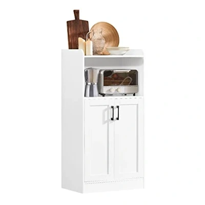 Abbildung von SoBuy FSB47 W Sideboard mit 2 Ablagen und Türen Mikrowellenschrank Kommode Küchenschrank Flurschrank Beistellschrank weiß BHT ca.: 60x120x39cm